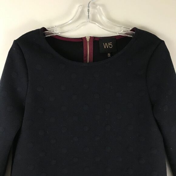 W5 ¾ sleeve navy blue polka dot sweater - Picture 2 of 10